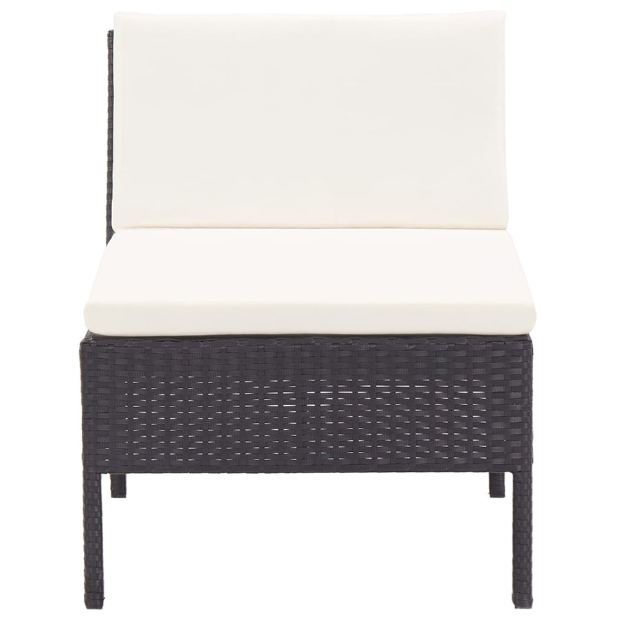 -Delige Loungeset Met Kussens Poly Rattan Zwart en wit