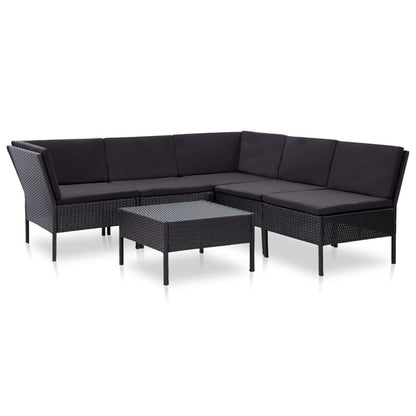 Loungeset Met Kussens Poly Rattan Zwart