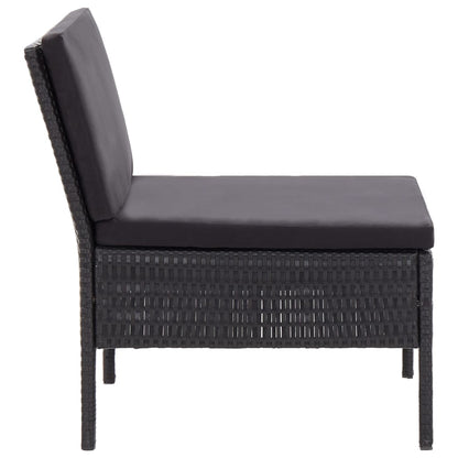 Loungeset Met Kussens Poly Rattan Zwart