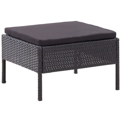 Loungeset Met Kussens Poly Rattan Zwart