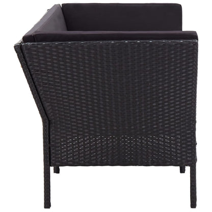 Loungeset Met Kussens Poly Rattan Zwart