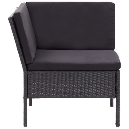 Loungeset Met Kussens Poly Rattan Zwart