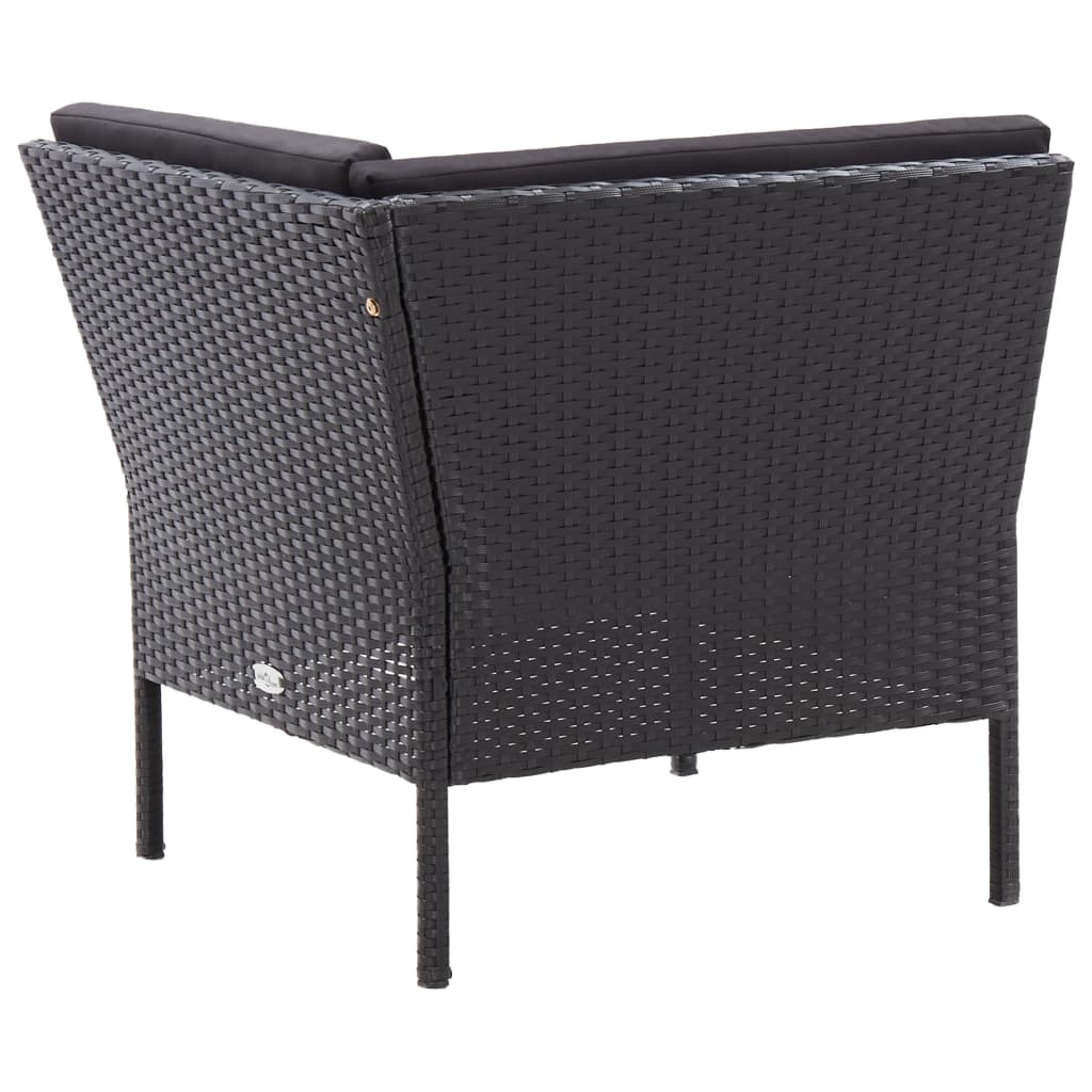 Loungeset Met Kussens Poly Rattan Zwart