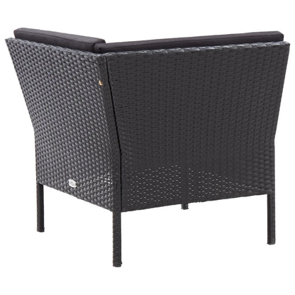 Loungeset Met Kussens Poly Rattan Zwart