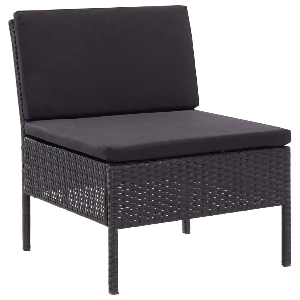 Loungeset Met Kussens Poly Rattan Zwart