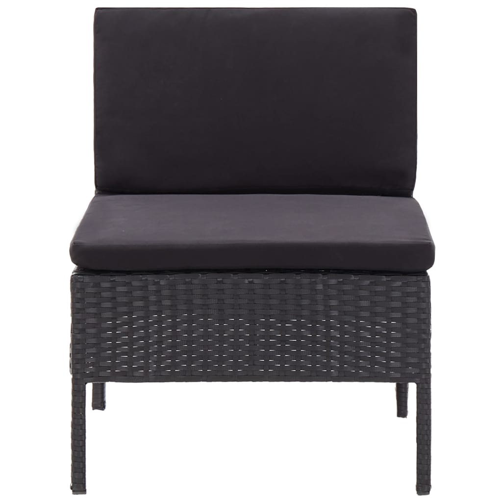 Loungeset Met Kussens Poly Rattan Zwart