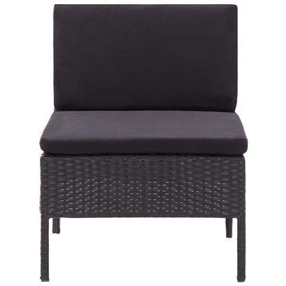 Loungeset Met Kussens Poly Rattan Zwart