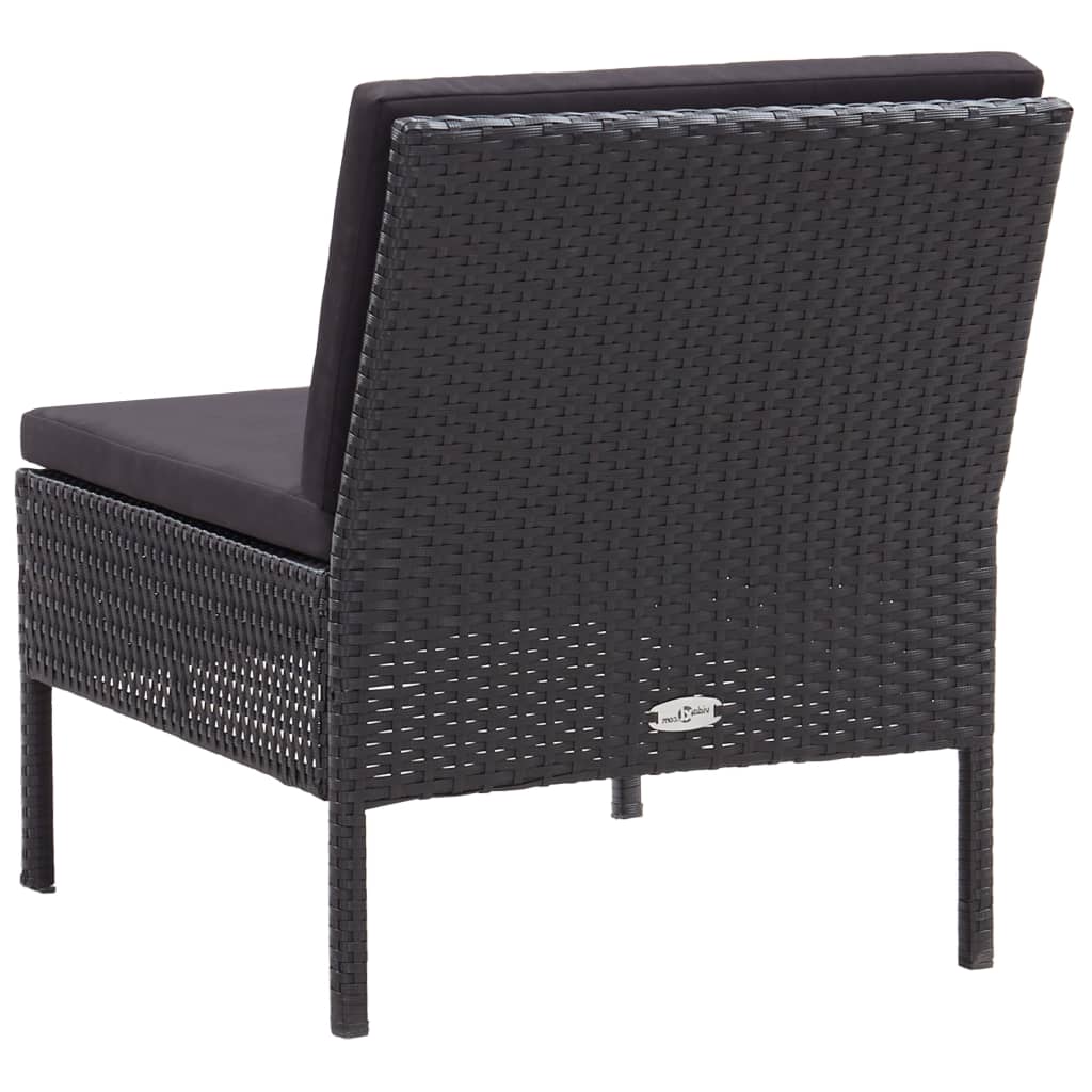 Loungeset Met Kussens Poly Rattan Zwart