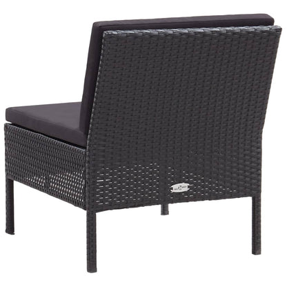 Loungeset Met Kussens Poly Rattan Zwart