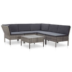 -Delige Loungeset Met Kussens Poly Rattan Grijs