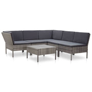 Loungeset poly rattan grijs met kussens