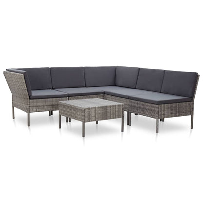 Loungeset Met Kussens Poly Rattan Grijs
