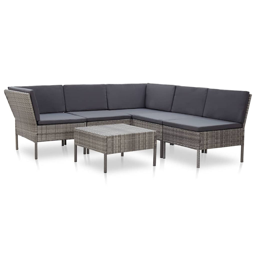 Loungeset Met Kussens Poly Rattan Grijs