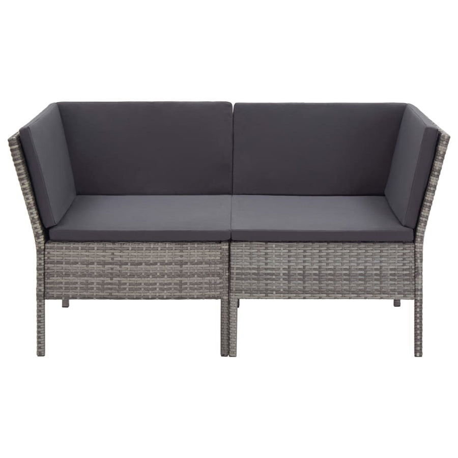 Loungeset Met Kussens Poly Rattan Grijs
