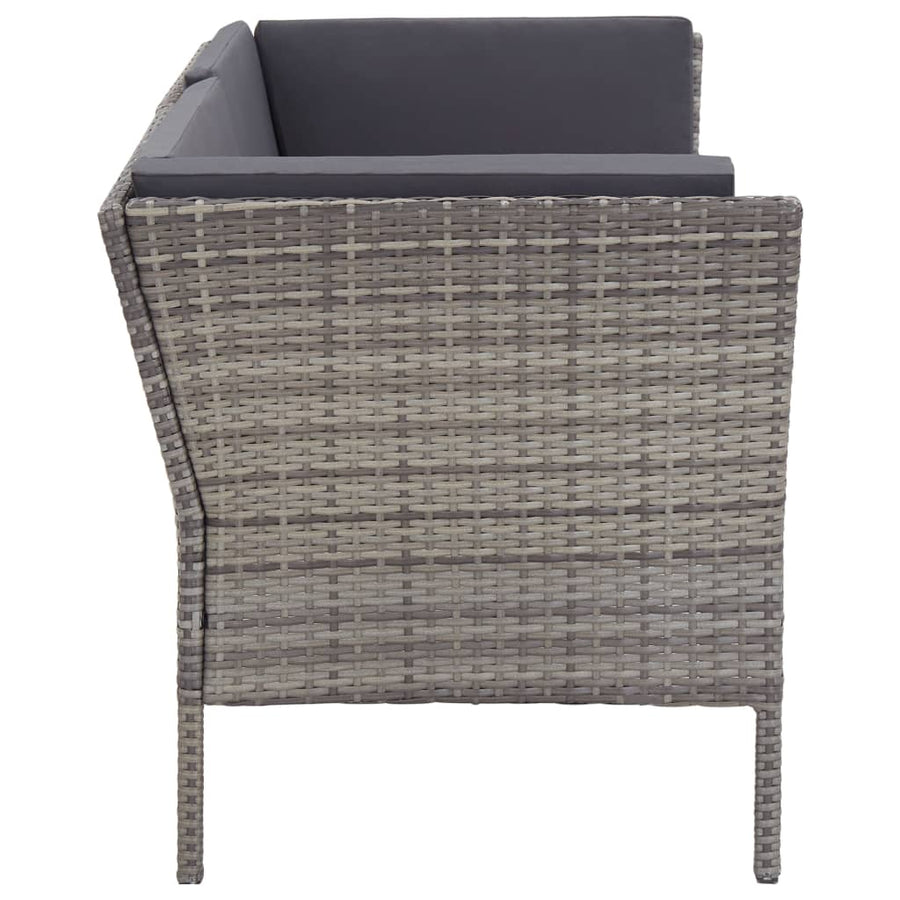 Loungeset Met Kussens Poly Rattan Grijs