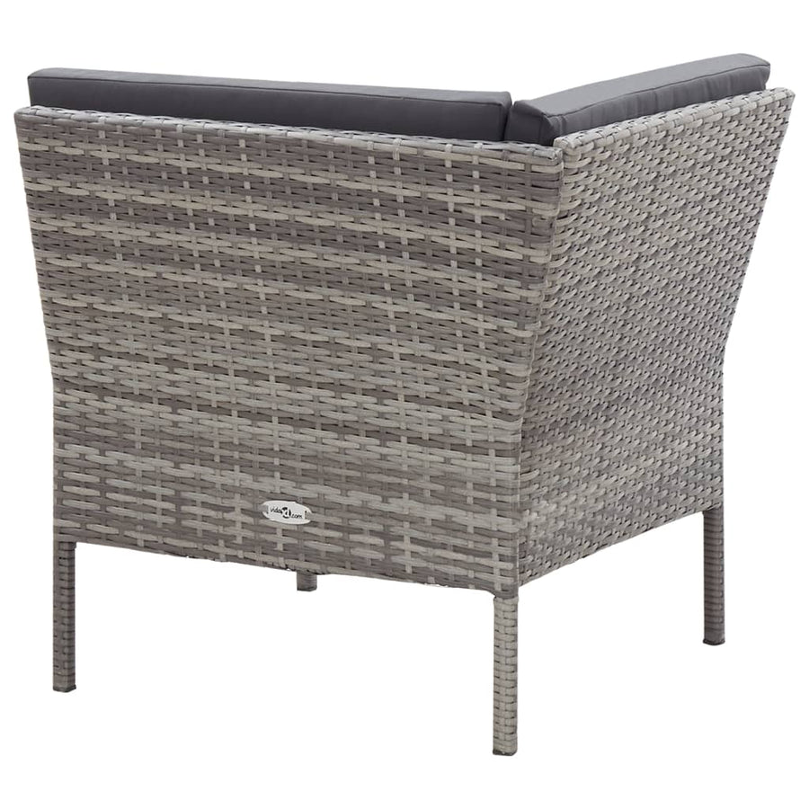 Loungeset Met Kussens Poly Rattan Grijs