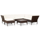 -Delige Loungeset Met Kussens Poly Rattan Bruin