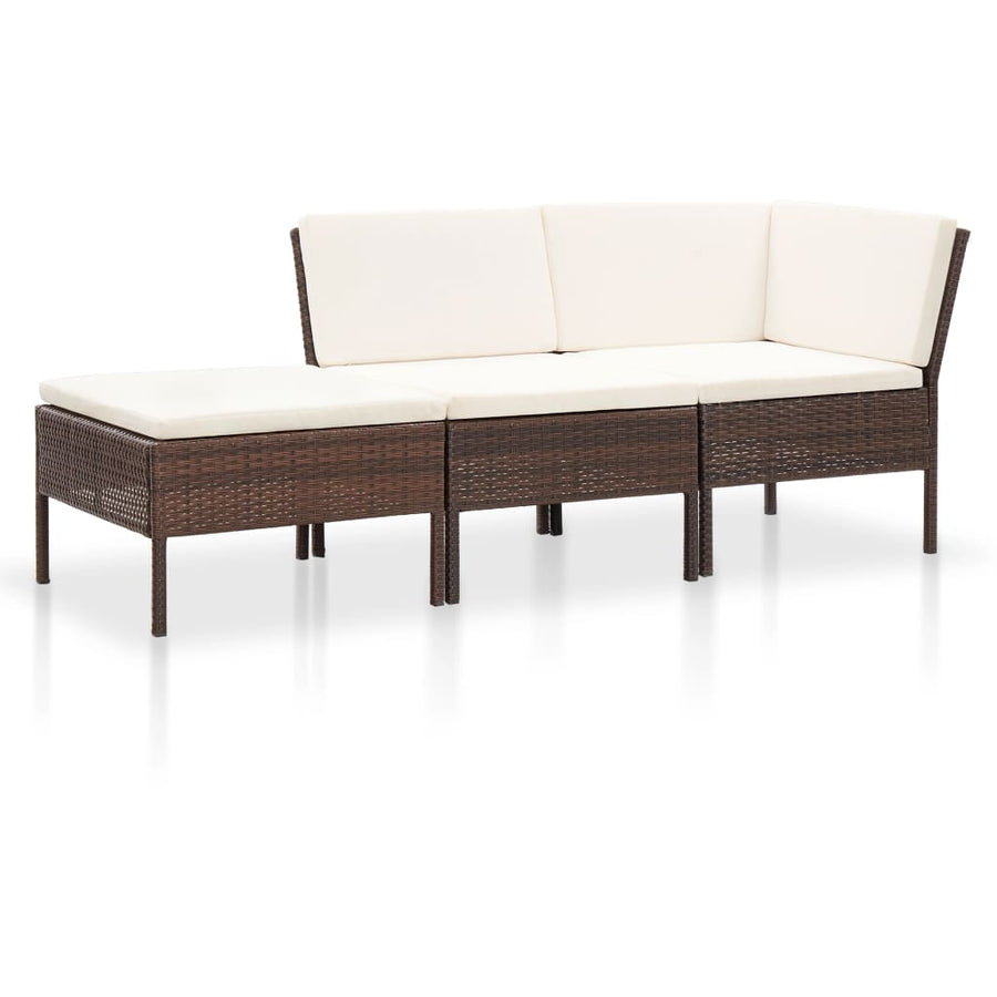 Loungeset Met Kussens Poly Rattan Bruin
