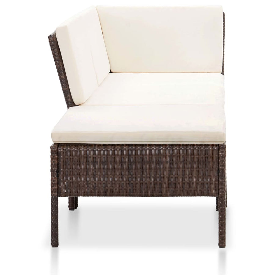 Loungeset Met Kussens Poly Rattan Bruin