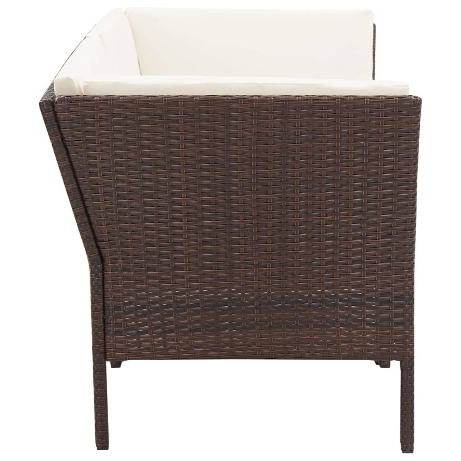 Loungeset Met Kussens Poly Rattan Bruin