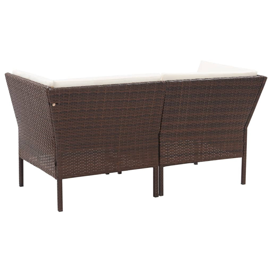 Loungeset Met Kussens Poly Rattan Bruin