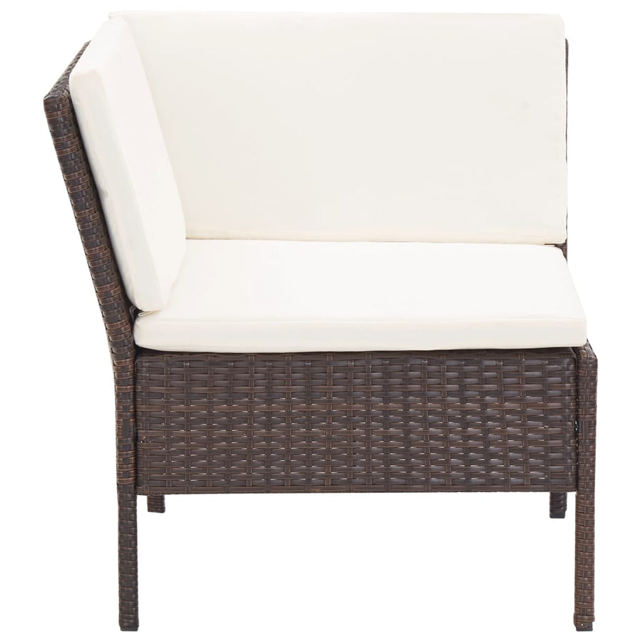 Loungeset Met Kussens Poly Rattan Bruin