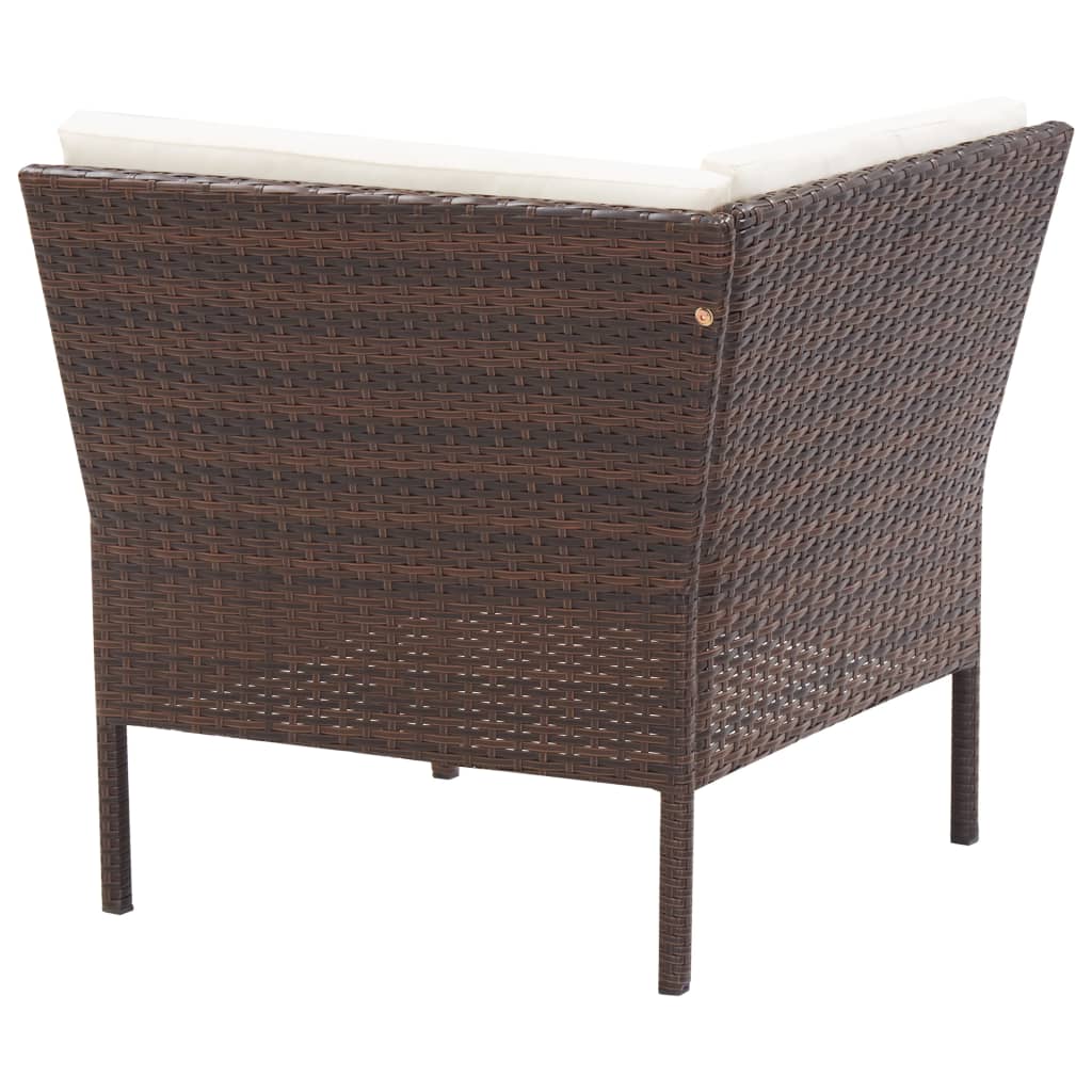 Loungeset Met Kussens Poly Rattan Bruin