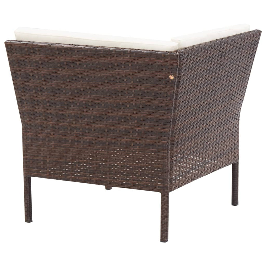 Loungeset Met Kussens Poly Rattan Bruin