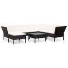 -Delige Loungeset Met Kussens Poly Rattan Zwart en wit