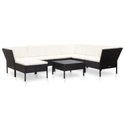 Loungeset 8-delig poly rattan zwart