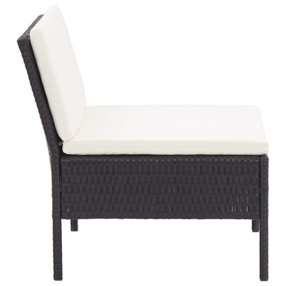 -Delige Loungeset Met Kussens Poly Rattan Zwart en wit