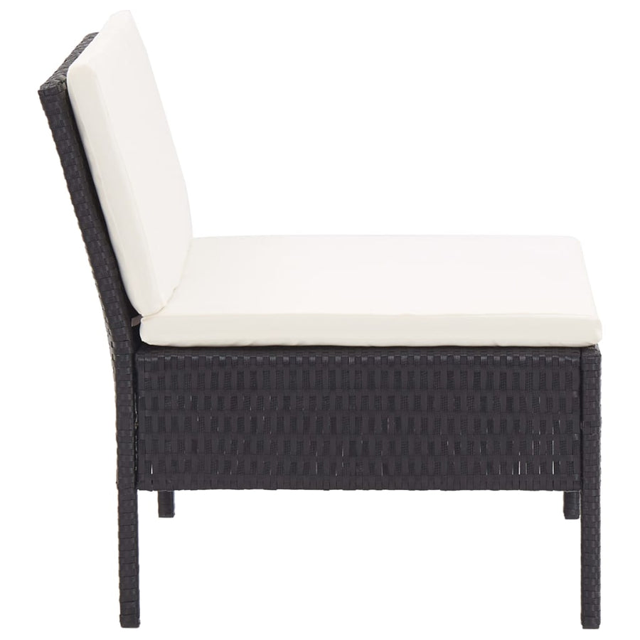 -Delige Loungeset Met Kussens Poly Rattan Zwart en wit