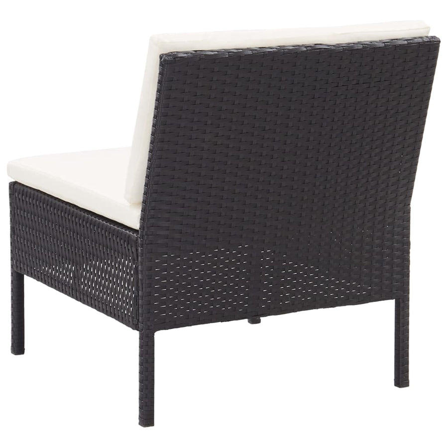 -Delige Loungeset Met Kussens Poly Rattan Zwart en wit