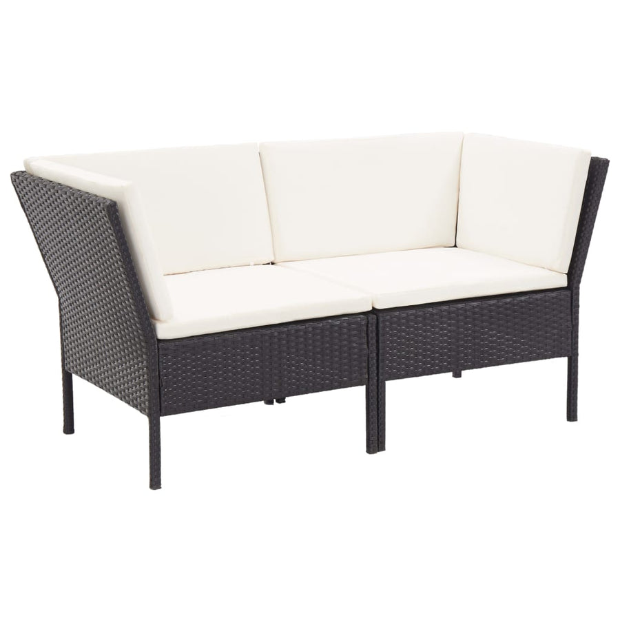 -Delige Loungeset Met Kussens Poly Rattan Zwart en wit