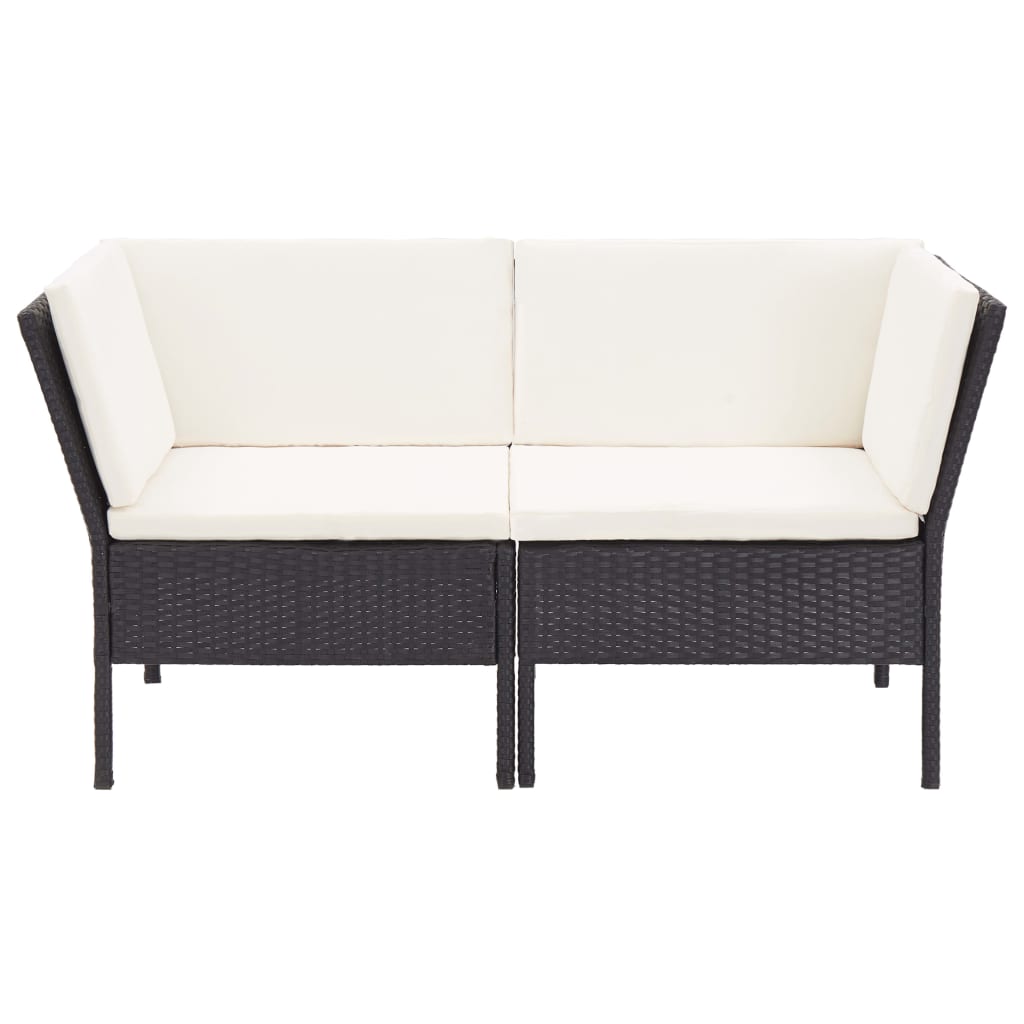 -Delige Loungeset Met Kussens Poly Rattan Zwart en wit