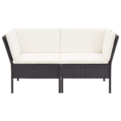 -Delige Loungeset Met Kussens Poly Rattan Zwart en wit