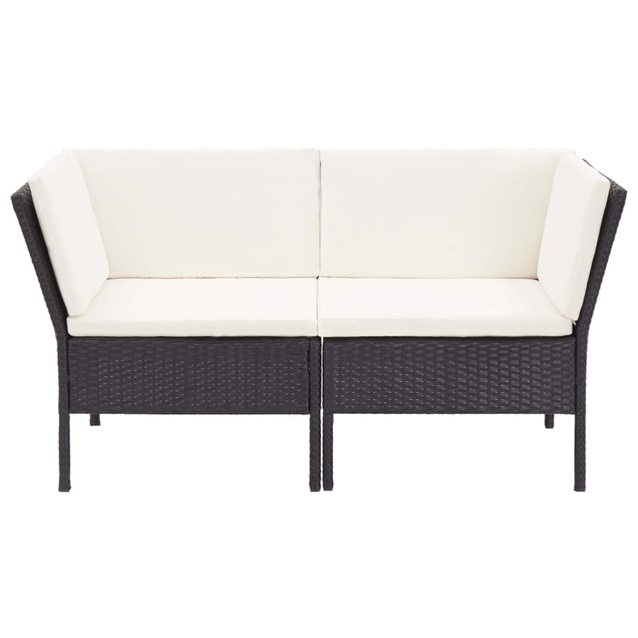 -Delige Loungeset Met Kussens Poly Rattan Zwart en wit