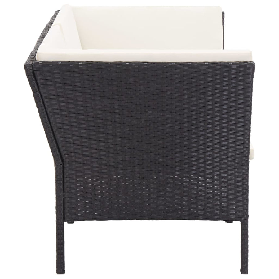 -Delige Loungeset Met Kussens Poly Rattan Zwart en wit