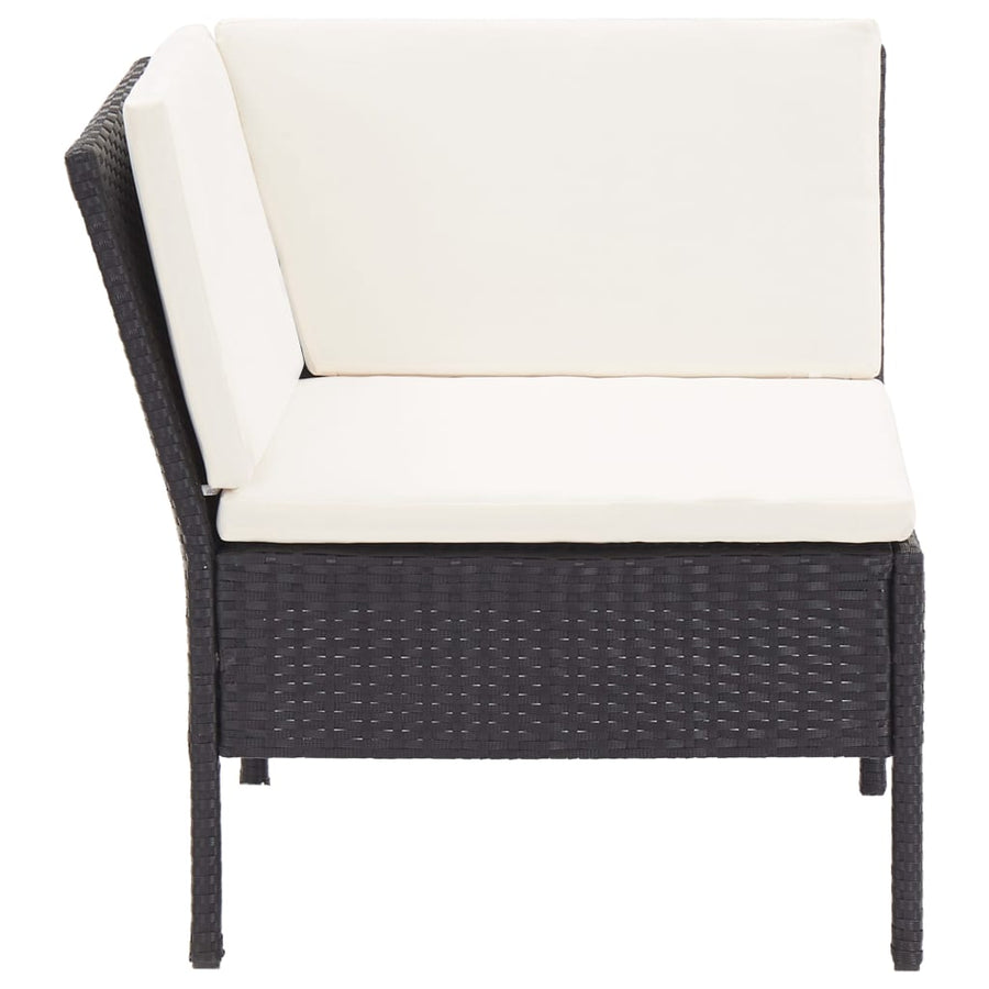 -Delige Loungeset Met Kussens Poly Rattan Zwart en wit