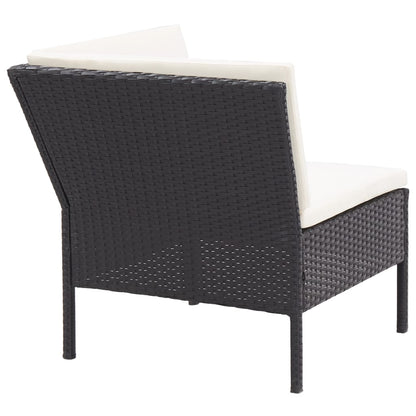 -Delige Loungeset Met Kussens Poly Rattan Zwart en wit