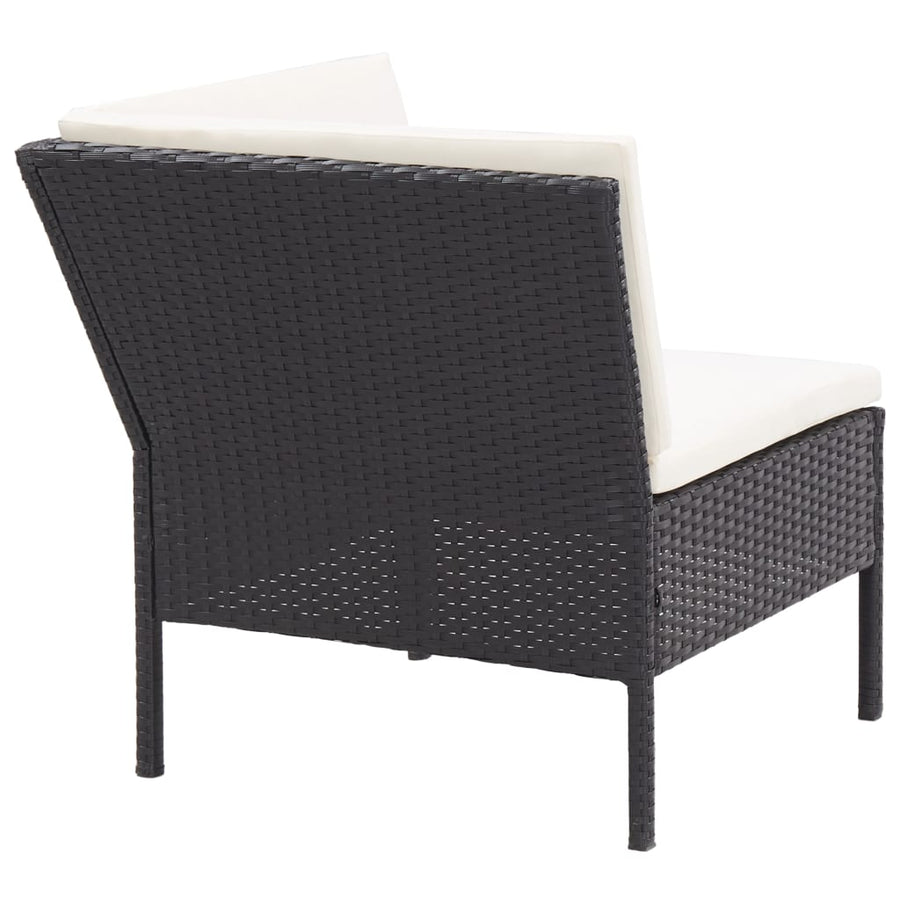 -Delige Loungeset Met Kussens Poly Rattan Zwart en wit