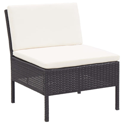 -Delige Loungeset Met Kussens Poly Rattan Zwart en wit