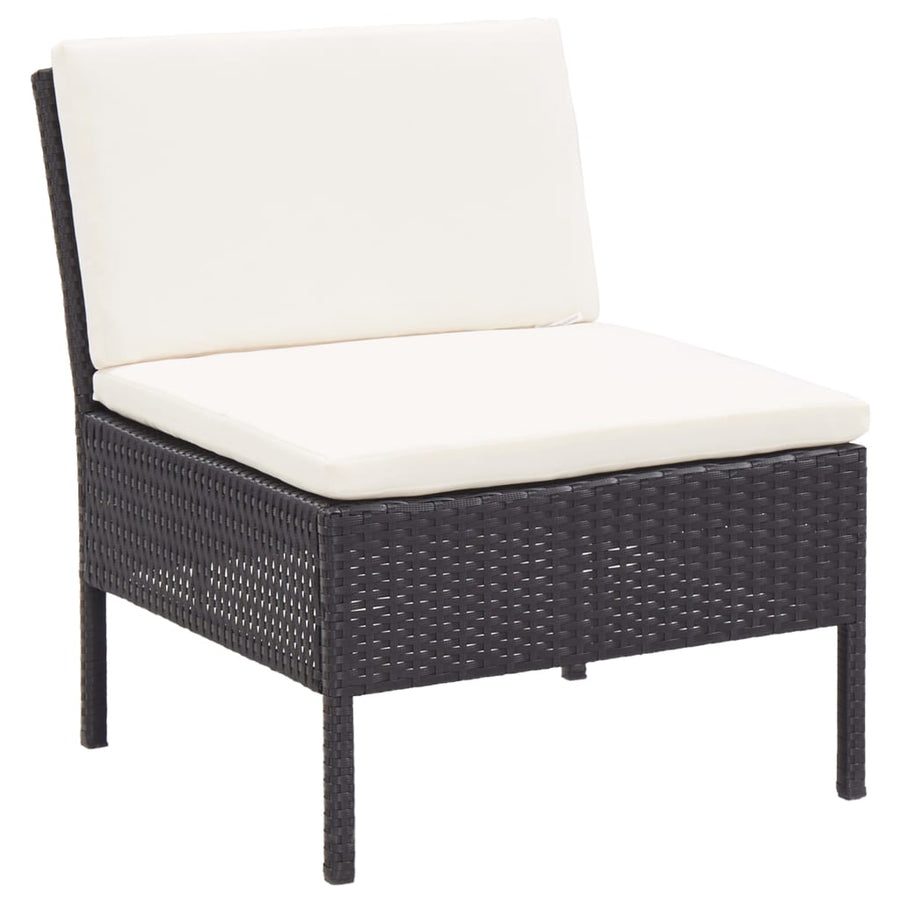 -Delige Loungeset Met Kussens Poly Rattan Zwart en wit