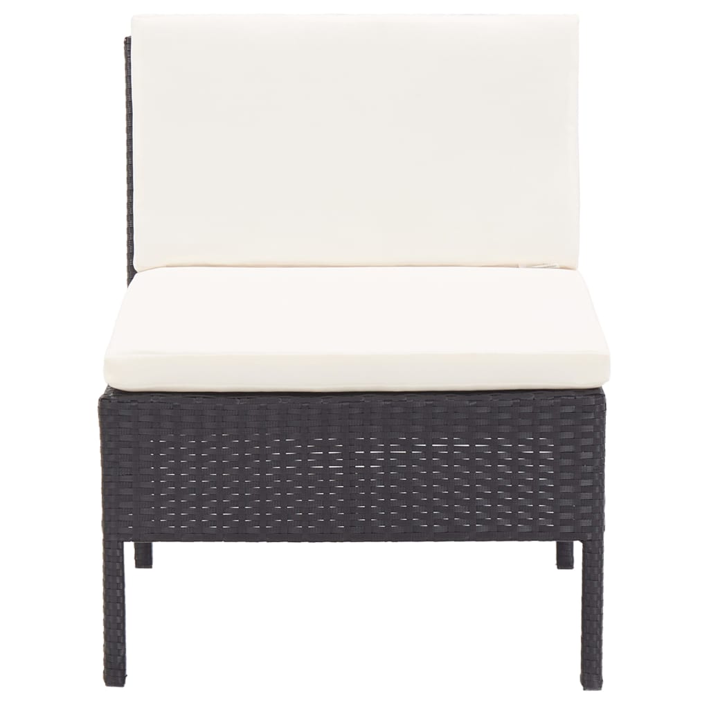 -Delige Loungeset Met Kussens Poly Rattan Zwart en wit