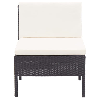-Delige Loungeset Met Kussens Poly Rattan Zwart en wit