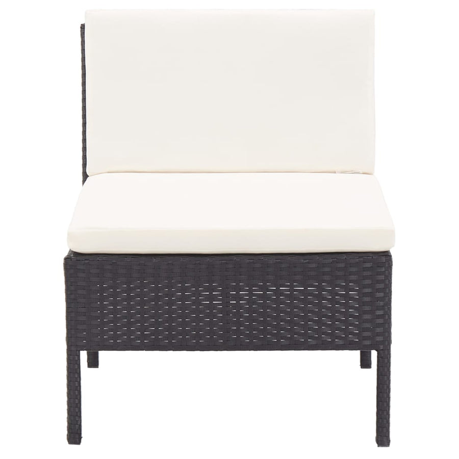 -Delige Loungeset Met Kussens Poly Rattan Zwart en wit