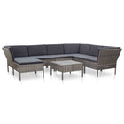 -Delige Loungeset Met Kussens Poly Rattan Grijs