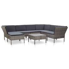 Loungeset Met Kussens Poly Rattan Grijs