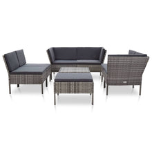 Loungeset Met Kussens Poly Rattan Grijs