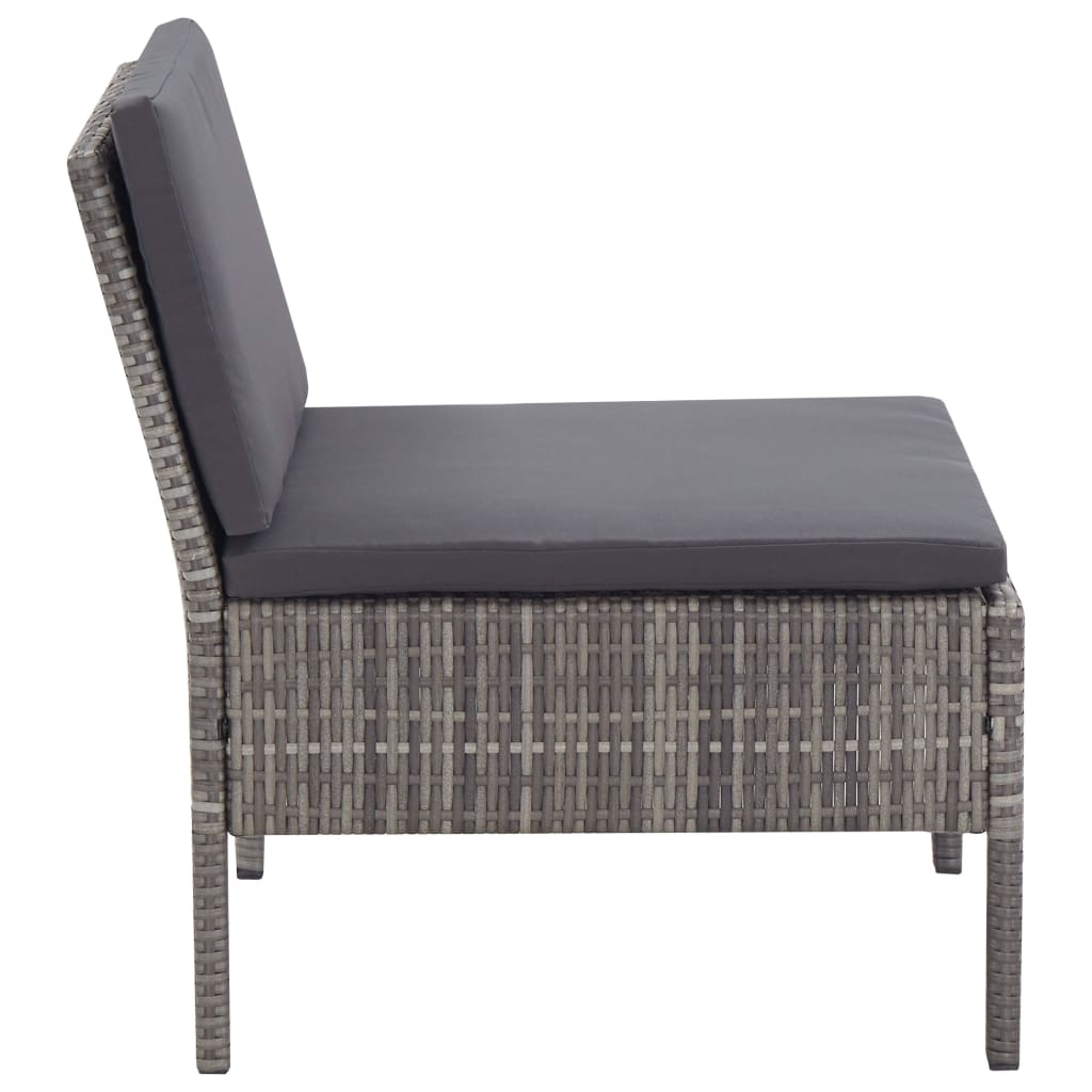 Loungeset Met Kussens Poly Rattan Grijs